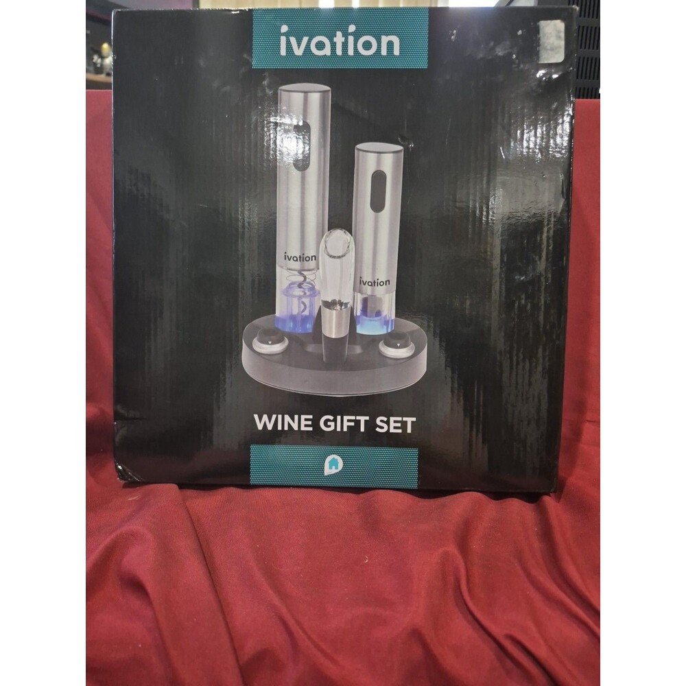 New Ivation IVAWINESET05 Wine Opener Gift Set Cutter Aerator Preserver Stoppers